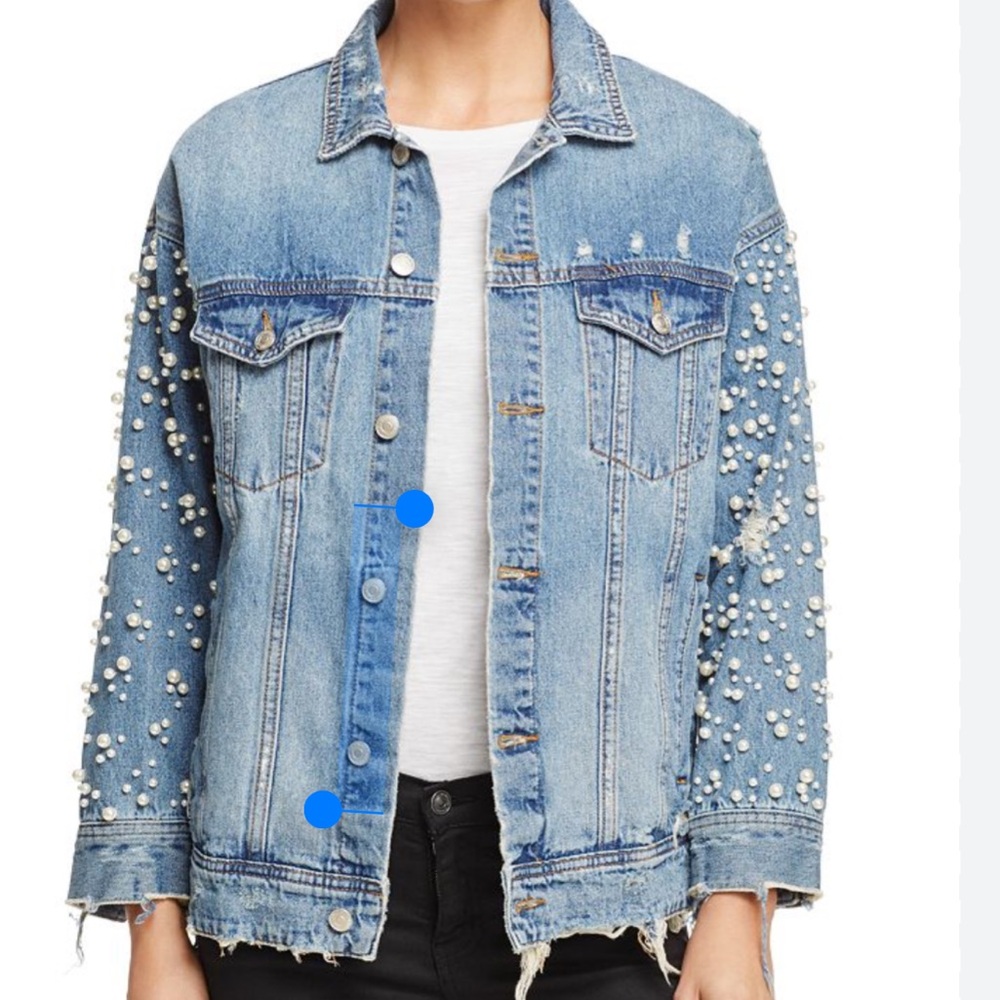 Beautiful Sunset + Spring Women's Blue Denim Jacket with Pearl Embellishments